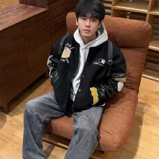 美式复古刺绣棒球服外套男女春秋高级感痞帅少年感情侣夹克