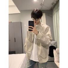 批发美式夹克复古扎染皮衣外套男<b class='q'>秋</b>冬款潮牌拼接设计飞行员短款棒球服