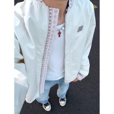 批发美式复古民族风印花棒球服外套女春季新款宽松休闲学生飞行员夹克