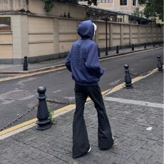 批发美式复古脊骨小众金属柳钉连帽卫衣做旧春秋休闲情侣上衣<b class='q'>潮</b>