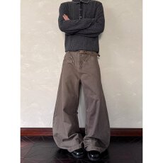 批发美式复古cleanfit解构做旧工装裤男女老钱风阔腿宽松休闲裤