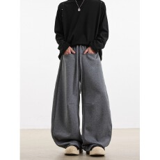 批发华棉复合 美式高级感弯刀休闲裤子男女春秋街头宽松阔腿运动卫裤