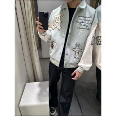 批发350g毛呢+加厚皮 美式复古十字架棒球服重磅字母毛巾绣外套男夹克