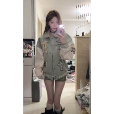 批发350g毛呢+加厚皮 重磅刺绣棒球字母男女<b class='q'>夹克</b>复古美式外套新款上衣