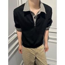批发纯棉复合 美式假两件miu系polo领半拉链卫衣男<b class='q'>春</b>秋季老钱风打底衫