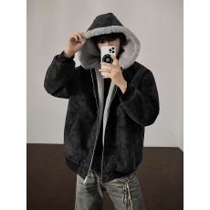 批发原版面料工艺 座山雕连帽棉衣外套男冬季青少年潮牌保暖棉服男