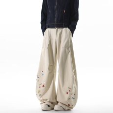 批发水洗棉 日系复古cleanfit简约双褶皱垂感弯刀男女慵懒阔腿镰刀裤