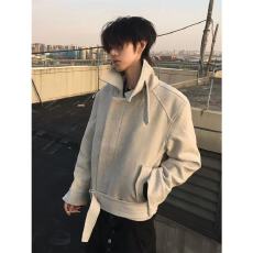 批发毛呢有腰带 绑带毛呢解构正肩夹克男秋<b class='q'>冬</b>季美式外套cleanfit上衣
