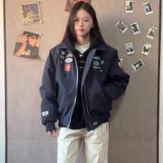防水小牛津复合双层刺绣 美式新款徽章飞行夹克街头男春秋外套