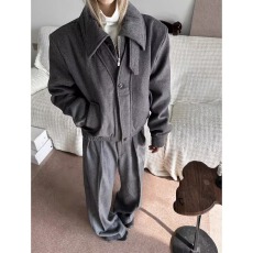 批发原版做法 假两件双门禁可切换领正肩夹克男女cleanfit春季外套