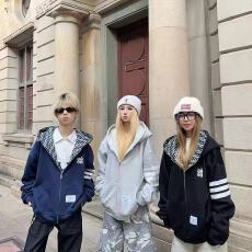 批发华棉复合320克原版刺绣/包边 高街刺绣字母开衫<b class='q'>卫衣</b>女满印外套