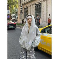 批发华棉复合320克原版刺绣/包边 字母刺绣连帽<b class='q'>卫衣</b>女春秋开衫外套