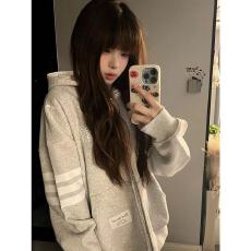 批发华棉复合320克原版刺绣/包边 刺绣连帽<b class='q'>卫衣</b>女春秋薄款开衫外套