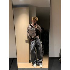 批发原版刺绣/前后立体胶绣/包边/华棉复合 美式豹纹连帽卫衣男外套