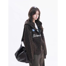 批发华棉复合 原版刺绣/包边 豹纹贴布刺绣印花连帽<b class='q'>卫衣</b>开衫外套<b class='q'>男</b>女