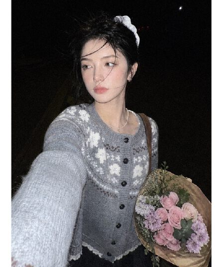 실사 재고 있음 공정한 섬 부드러운 찹쌀 느긋한 스웨터 코트 니트 오픈 가디건 2026 가을 겨울 새로운 여성 셔츠