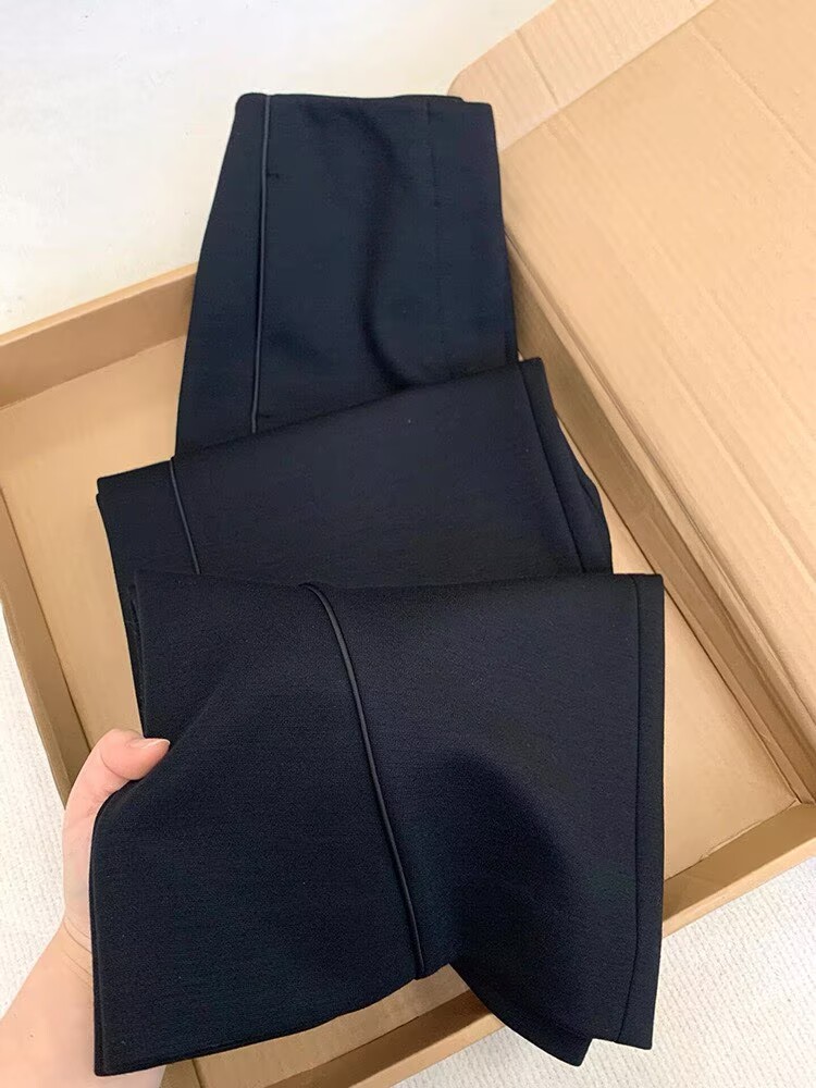 있으라. 추적 원하는 연결 검정색 3 차원 자르기 부츠컷 와이드 레깅스 바지 2026 년 이른 봄 출퇴근 스트레이트 팬츠