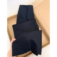 批发被追着要连接~！黑色立体剪裁微喇阔腿裤女2026年早春通勤直筒裤