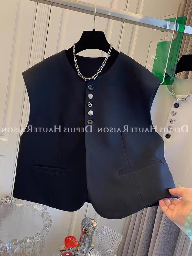 유럽 상품 레트로 정장 조끼 여자 봄 가을 루즈핏 캐주얼 조끼 재킷 트렌디