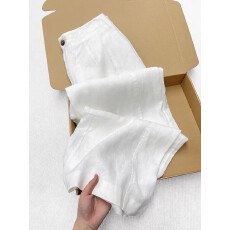 批发白色<b class='q'>亚麻</b><b class='q'>阔腿裤</b>女夏季新款简约百搭舒适透气高腰显瘦防晒休闲长<b class='q'>裤</b>