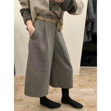 推荐！灰咖色宽松毛呢裤女秋冬新款小个子高腰阔腿八分裤