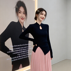 批发新中式高级感修身显瘦立领盘扣<b class='q'>上衣</b>+粉色<b class='q'>网纱</b>裙 2026春秋新款女