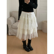 批发法式浪漫层叠网纱蛋糕裙女2026春夏新款中长款仙气<b class='q'>半身</b>裙