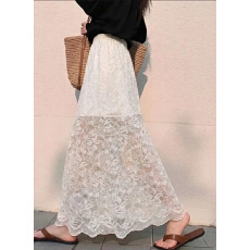 批发2026夏季新款韩版白色蕾丝镂空<b class='q'>半身裙</b>女高级感气质百搭直筒包臀裙