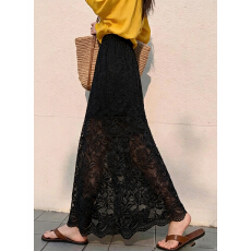 批发黑色蕾丝鱼尾半身<b class='q'>裙</b>女夏季2026新款气质高腰显瘦垂感a字网纱长<b class='q'>裙</b>