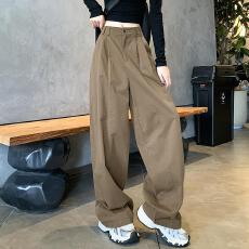 批发高品质#150小矮个子美式工装裤女款<b class='q'>春</b>秋显瘦运动阔腿裤高腰休闲裤