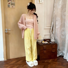 批发实拍#高品质#小个子多巴胺波点休闲裤女夏薄款高腰直筒垂感阔腿裤