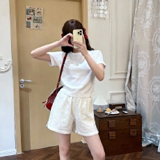 批发实拍#150小矮个子白色冰丝棉麻女<b class='q'>夏季</b>薄款宽松a字开叉阔腿<b class='q'>短裤</b>