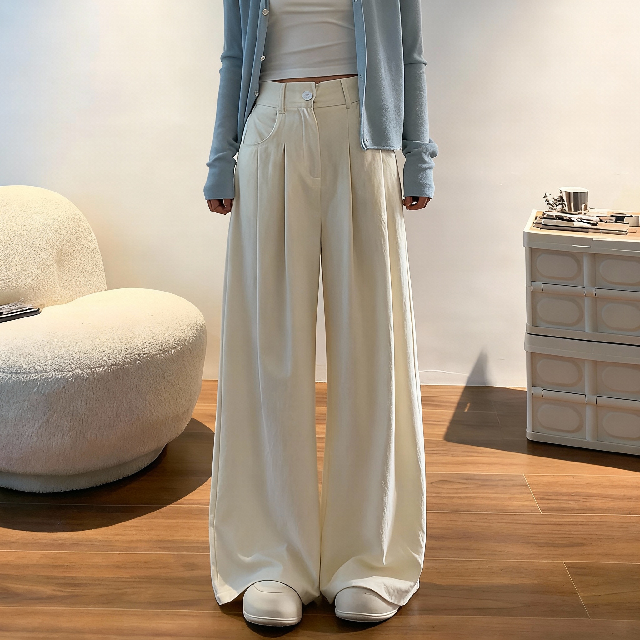 MY15429# 小矮个子慵懒阔腿山本西装裤女春夏季薄款拖地裤女裝貨源服裝批發