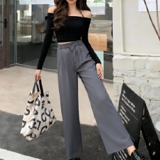 批发实拍# 145小矮个子休闲高腰阔腿西装裤直筒拖地垂感<b class='q'>女</b>八分xs休闲