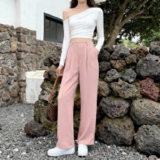 批发实拍#小个子<b class='q'>女</b>生九分休闲宽松西裤<b class='q'>女</b>xs显高夏季薄款垂感直筒阔腿