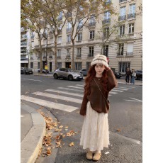 批发实拍#150小矮个子肌理感蕾丝半身裙女冬法式温柔高腰中长款a字裙