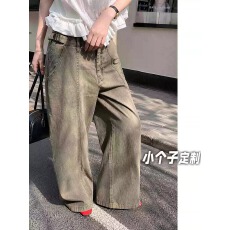 批发实拍#150小矮个子复古工装<b class='q'>牛仔裤</b>女宽松休闲裤夏季145高腰阔腿裤