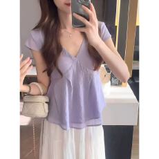 批发韩系减龄百搭背心无袖上衣设计感甜美时尚度假风别致小衫<b class='q'>衬衣</b>