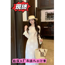 批发KUN缪斯印记气质夺人 定染网底绣花微收腰长袖换季bi穿<b class='q'>连衣裙</b>