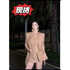 批发DOUWU落日罗兰黑杏两色无袖马甲大兜两粒扣西服套<b class='q'>装</b> TZ13957