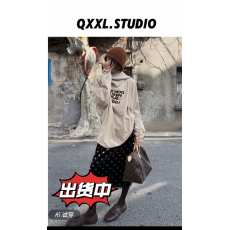 批发邱小小丽呀 <b class='q'>冬</b>季新款复古百搭丝绒半身裙女加绒显瘦拼蕾丝中长裙