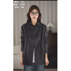 批发意大利进口绵羊皮<b class='q'>真皮</b><b class='q'>皮衣</b><b class='q'>女</b>短款宽松廓形高端双排扣外套秋