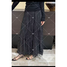 批发格子家春季高腰气质显瘦<b class='q'>百搭</b>波点半身裙C040