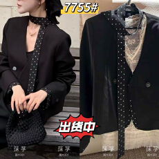 批发优雅曲调JUANJUAN春季新品西装外套带飘带洋气