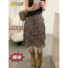欧洲站2026春季新款欧货时尚百搭豹纹印花显瘦雪纺蛋糕裙波点裙