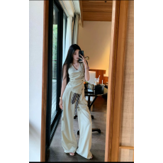 批发Barb Chill【松弛周末】老钱风套装<b class='q'>女</b>春夏无袖背心上衣条纹阔腿<b class='q'>裤</b>