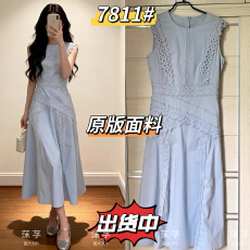 批发淑女风无袖<b class='q'>镂空</b>蕾丝<b class='q'>连衣裙</b>女2026新款巨好看早春漂亮绝美法式气质