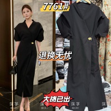 批发KIKI黑曜女神设计师时尚复古<b class='q'>宫廷</b>风立体花苞袖<b class='q'>连衣裙</b>