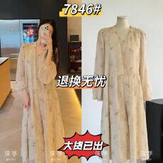 批发Zwinnie/詹维尼金丝落叶晕染刺绣<b class='q'>长袖</b>显瘦连衣<b class='q'>裙</b>