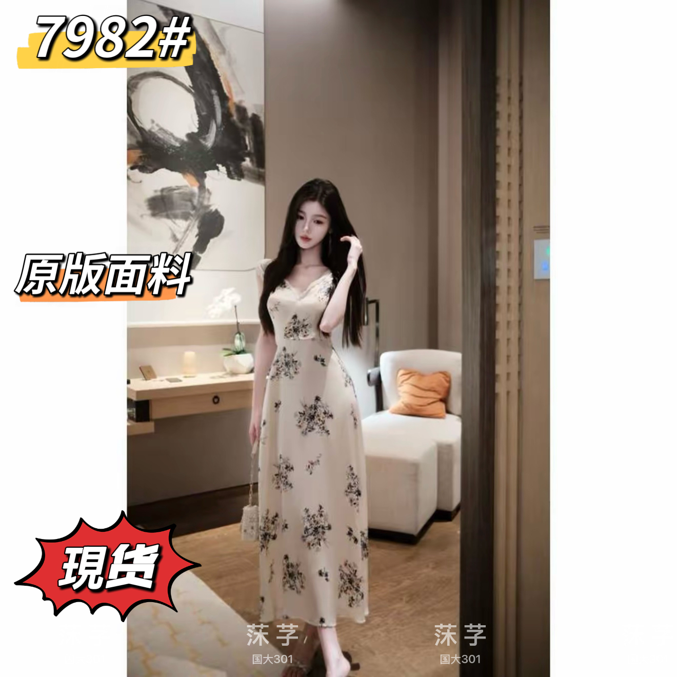 봄날 사역 흰색 유약 꽃 상황 품격 레이스 조각 꽃무늬 V넥 레이스업 드레스